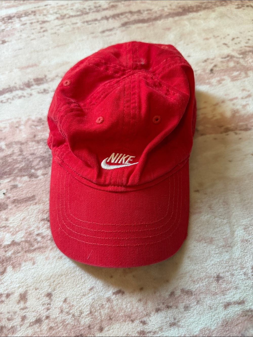 Nike Red Cap with White Swoosh Logo